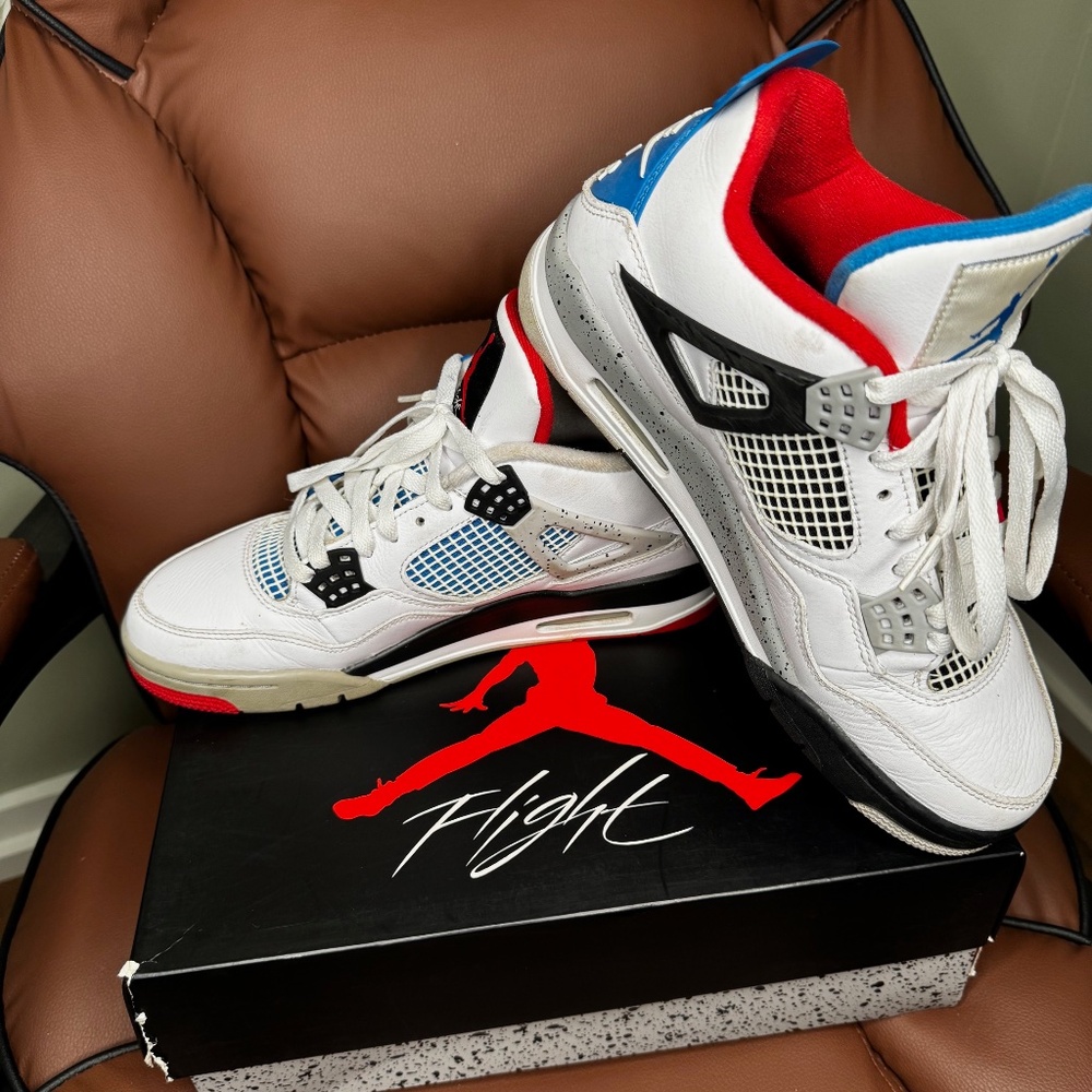 Air Jordan 4 Retro SE White/Military Blue/Red